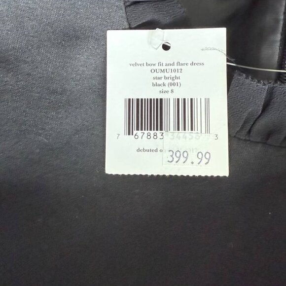 Kate Spade Black Velvet Bow Fit & Flare Dress NWT Size 8 - Picture 10 of 11